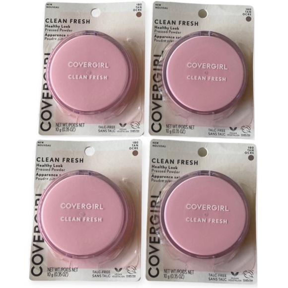 Lot 4 Covergirl Clean Fresh Pressed Powder Foundation 180 Tan Vegan Lightweight - Picture 1 of 4